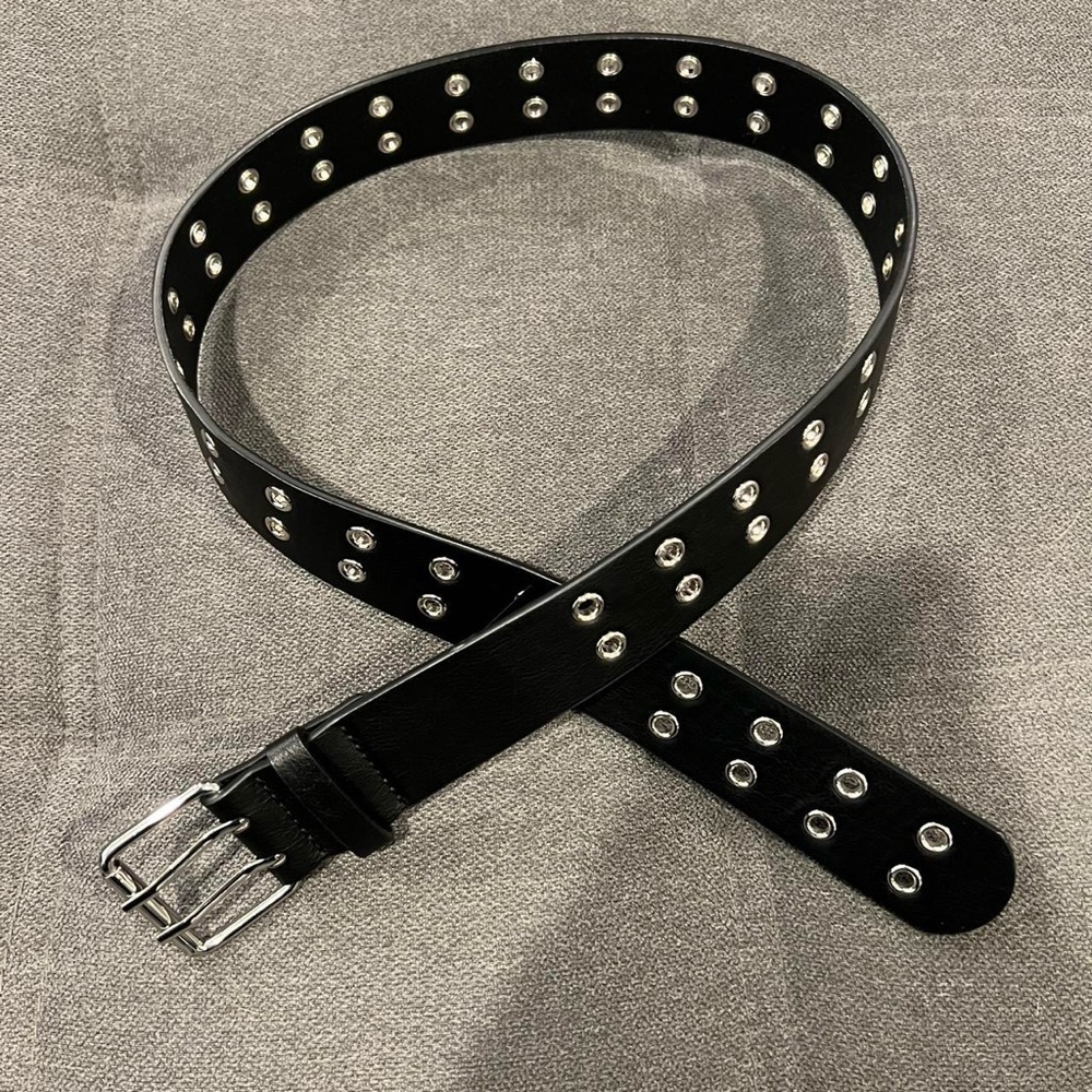 Black Studded Leather Belt